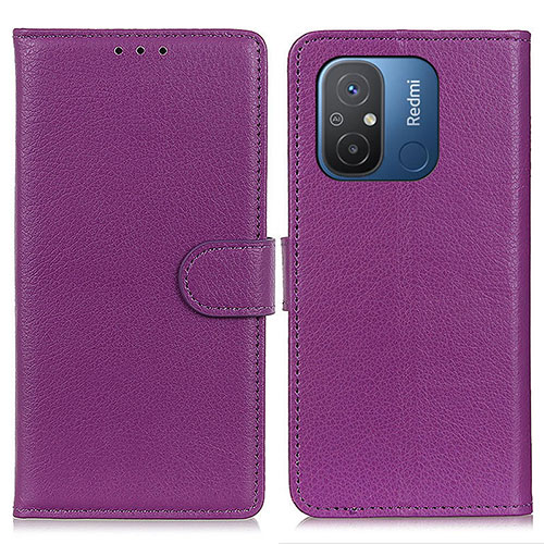 Leather Case Stands Flip Cover Holder A03D for Xiaomi Redmi 11A 4G Purple