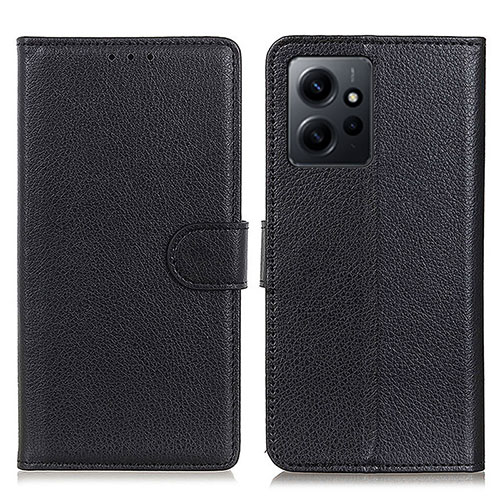 Leather Case Stands Flip Cover Holder A03D for Xiaomi Redmi Note 12 4G Black