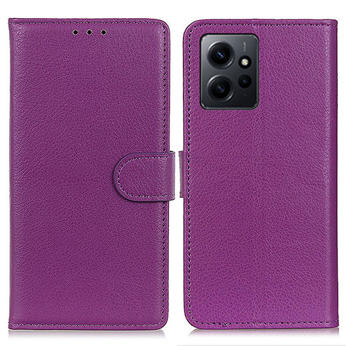 Leather Case Stands Flip Cover Holder A03D for Xiaomi Redmi Note 12 4G Purple