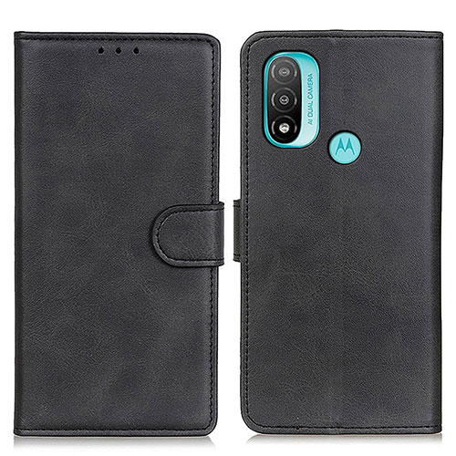 Leather Case Stands Flip Cover Holder A04D for Motorola Moto E20 Black