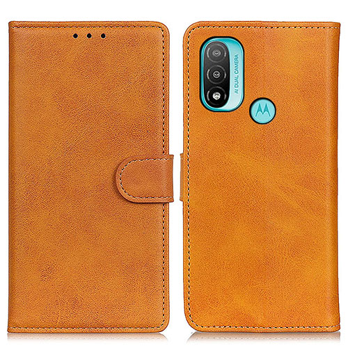 Leather Case Stands Flip Cover Holder A04D for Motorola Moto E20 Brown