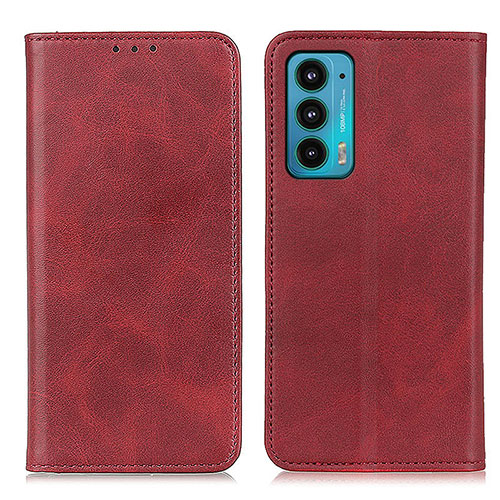 Leather Case Stands Flip Cover Holder A04D for Motorola Moto Edge Lite 5G Red