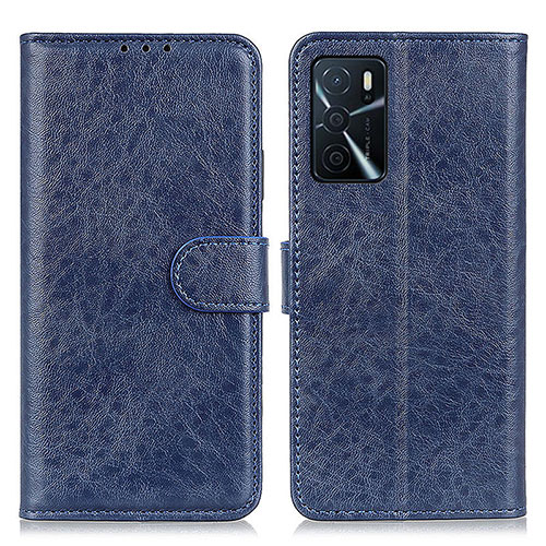 Leather Case Stands Flip Cover Holder A04D for Oppo A16 Blue