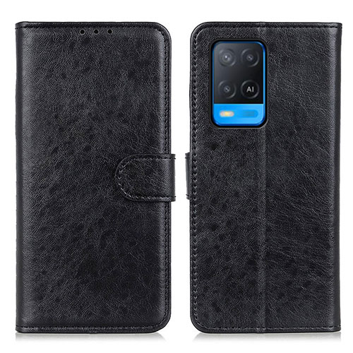 Leather Case Stands Flip Cover Holder A04D for Oppo A54 4G Black