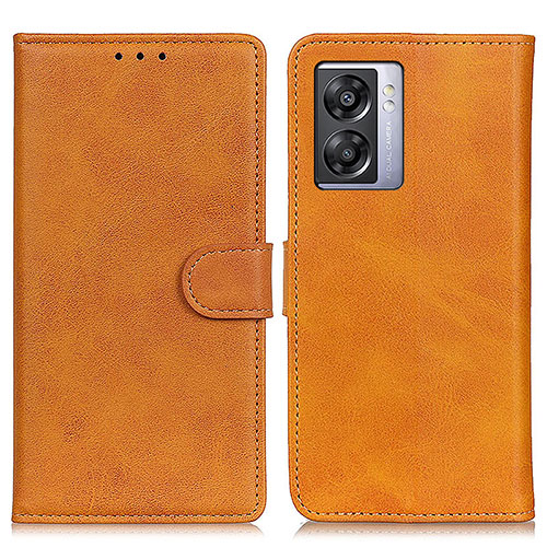 Leather Case Stands Flip Cover Holder A04D for Oppo A57 5G Brown