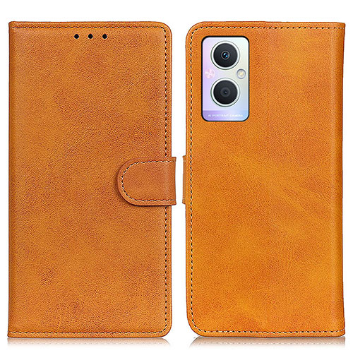 Leather Case Stands Flip Cover Holder A04D for Oppo A96 5G Brown