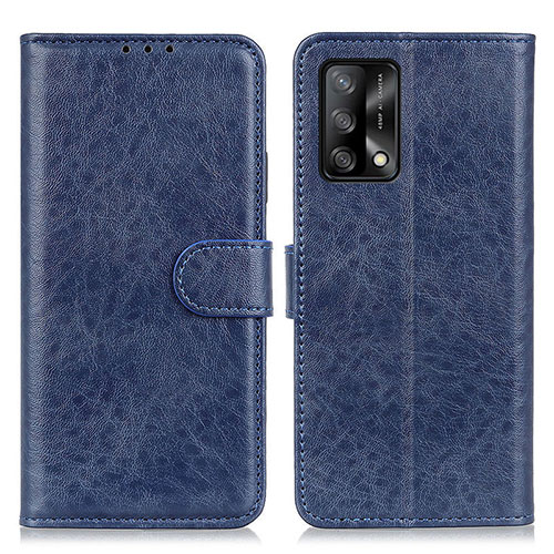 Leather Case Stands Flip Cover Holder A04D for Oppo F19 Blue
