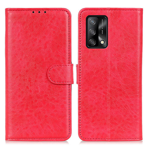 Leather Case Stands Flip Cover Holder A04D for Oppo F19 Red