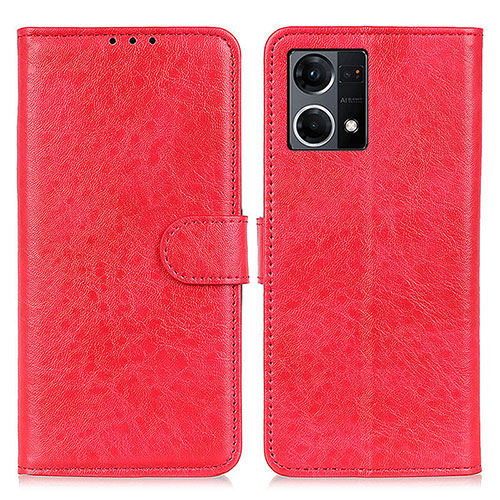 Leather Case Stands Flip Cover Holder A04D for Oppo F21 Pro 4G Red