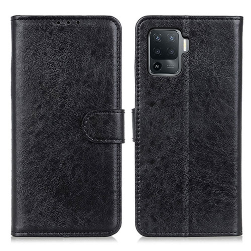 Leather Case Stands Flip Cover Holder A04D for Oppo Reno5 Lite Black