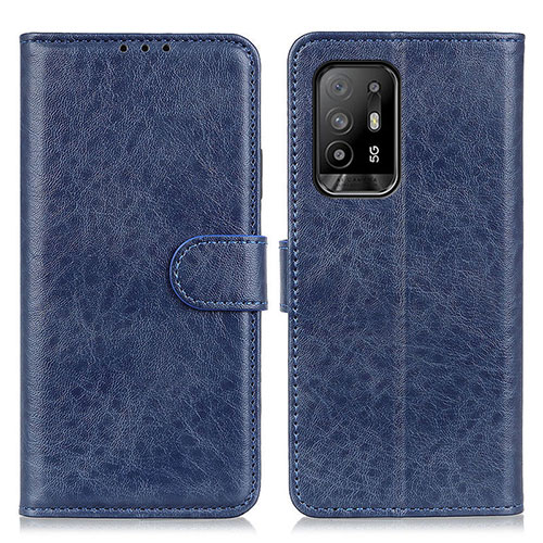 Leather Case Stands Flip Cover Holder A04D for Oppo Reno5 Z 5G Blue