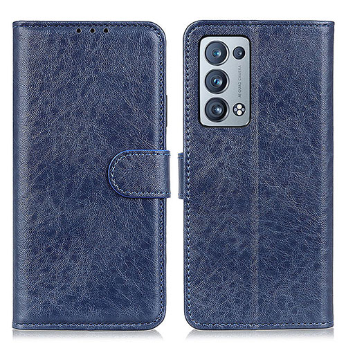 Leather Case Stands Flip Cover Holder A04D for Oppo Reno6 Pro+ Plus 5G Blue