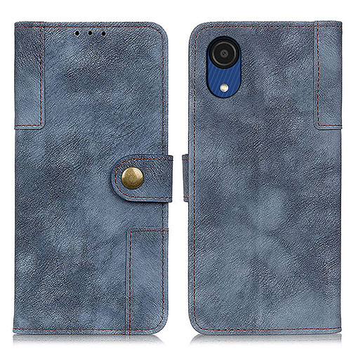 Leather Case Stands Flip Cover Holder A04D for Samsung Galaxy A03 Core Blue