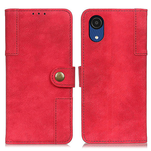 Leather Case Stands Flip Cover Holder A04D for Samsung Galaxy A03 Core Red