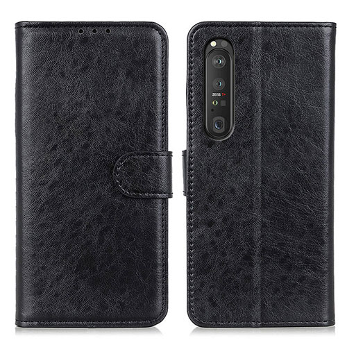 Leather Case Stands Flip Cover Holder A04D for Sony Xperia 1 III Black