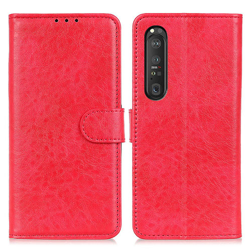 Leather Case Stands Flip Cover Holder A04D for Sony Xperia 1 III Red