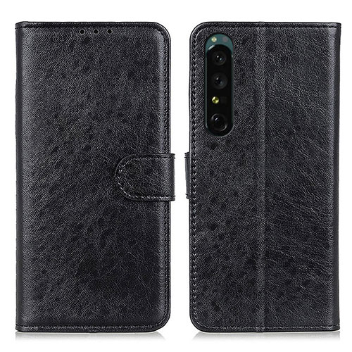 Leather Case Stands Flip Cover Holder A04D for Sony Xperia 1 IV Black