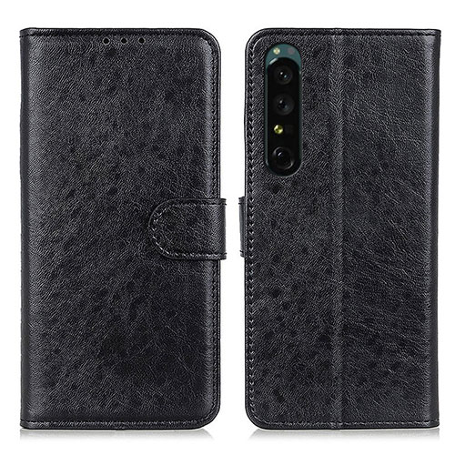 Leather Case Stands Flip Cover Holder A04D for Sony Xperia 1 IV SO-51C Black