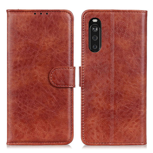 Leather Case Stands Flip Cover Holder A04D for Sony Xperia 10 III Lite Brown