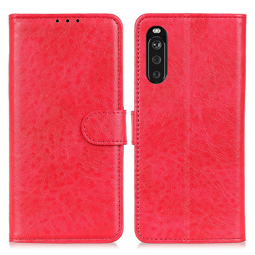 Leather Case Stands Flip Cover Holder A04D for Sony Xperia 10 III SOG04 Red