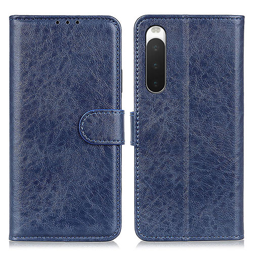 Leather Case Stands Flip Cover Holder A04D for Sony Xperia 10 IV Blue