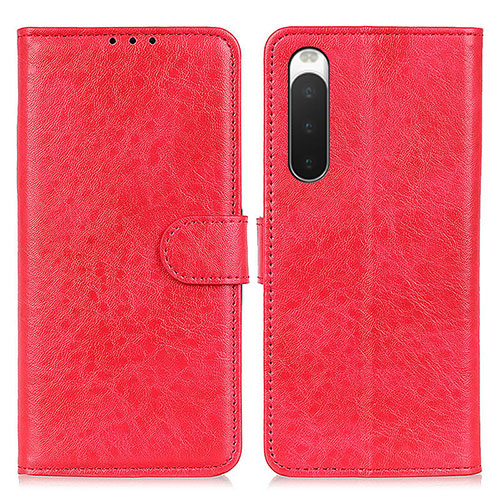 Leather Case Stands Flip Cover Holder A04D for Sony Xperia 10 IV SO-52C Red