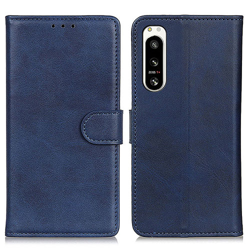 Leather Case Stands Flip Cover Holder A04D for Sony Xperia 5 IV Blue