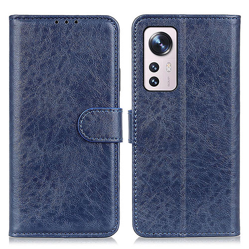 Leather Case Stands Flip Cover Holder A04D for Xiaomi Mi 12 5G Blue