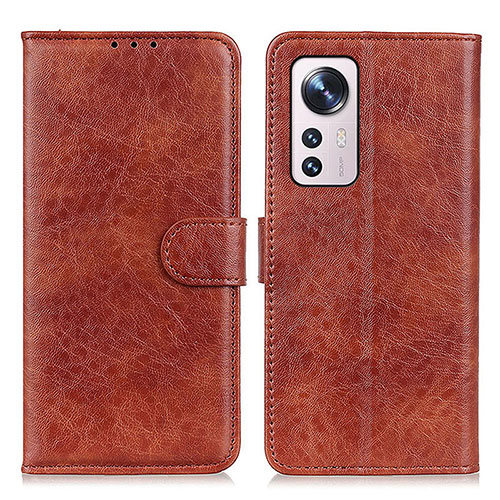 Leather Case Stands Flip Cover Holder A04D for Xiaomi Mi 12 5G Brown