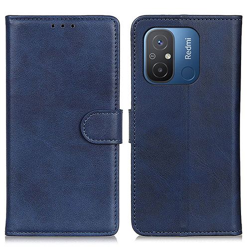 Leather Case Stands Flip Cover Holder A04D for Xiaomi Redmi 12C 4G Blue