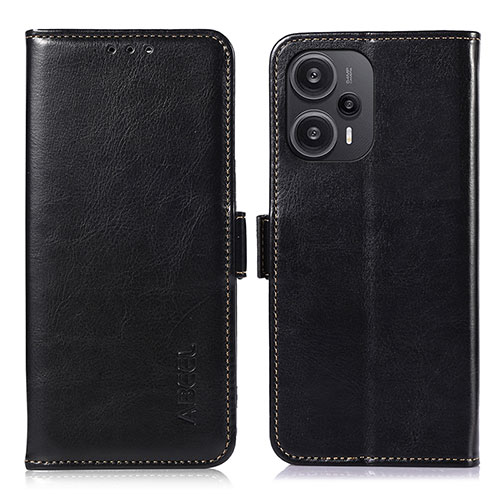 Leather Case Stands Flip Cover Holder A04D for Xiaomi Redmi Note 12 Turbo 5G Black