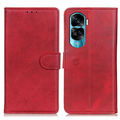 Leather Case Stands Flip Cover Holder A05D for Huawei Honor 90 Lite 5G Red