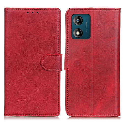 Leather Case Stands Flip Cover Holder A05D for Motorola Moto E13 Red