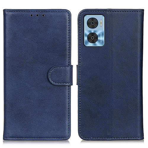 Leather Case Stands Flip Cover Holder A05D for Motorola Moto E22i Blue