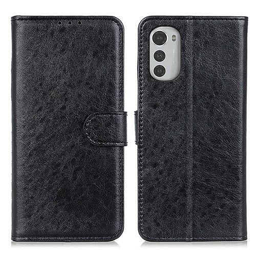 Leather Case Stands Flip Cover Holder A05D for Motorola Moto E32 Black