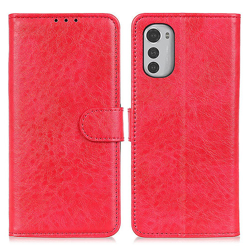 Leather Case Stands Flip Cover Holder A05D for Motorola Moto E32 Red