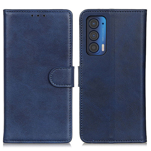 Leather Case Stands Flip Cover Holder A05D for Motorola Moto Edge (2021) 5G Blue