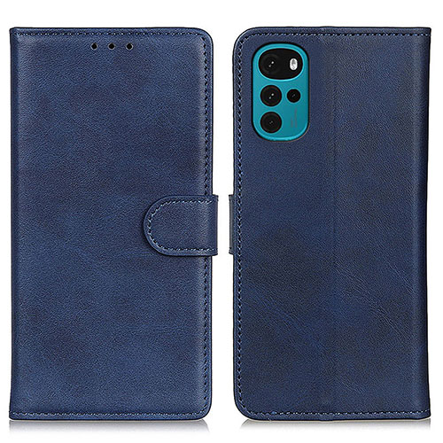 Leather Case Stands Flip Cover Holder A05D for Motorola Moto G22 Blue