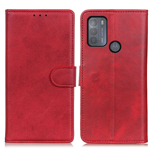 Leather Case Stands Flip Cover Holder A05D for Motorola Moto G50 Red