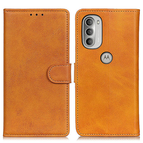 Leather Case Stands Flip Cover Holder A05D for Motorola Moto G51 5G Brown