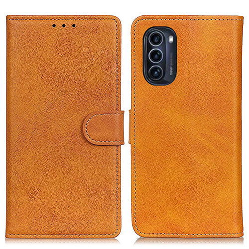 Leather Case Stands Flip Cover Holder A05D for Motorola Moto G52j 5G Brown