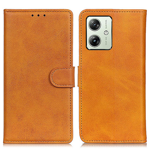 Leather Case Stands Flip Cover Holder A05D for Motorola Moto G54 5G Brown