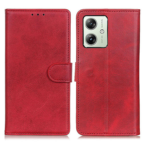 Leather Case Stands Flip Cover Holder A05D for Motorola Moto G54 5G Red