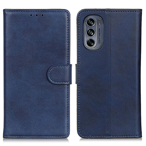 Leather Case Stands Flip Cover Holder A05D for Motorola Moto G62 5G Blue