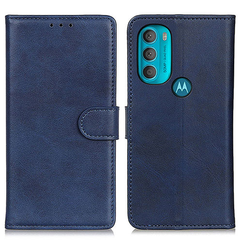 Leather Case Stands Flip Cover Holder A05D for Motorola Moto G71 5G Blue