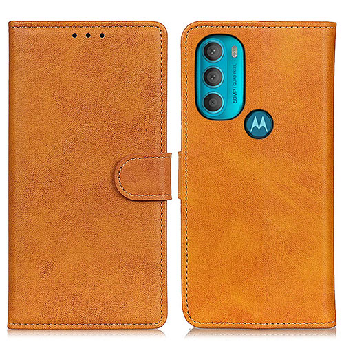 Leather Case Stands Flip Cover Holder A05D for Motorola Moto G71 5G Brown