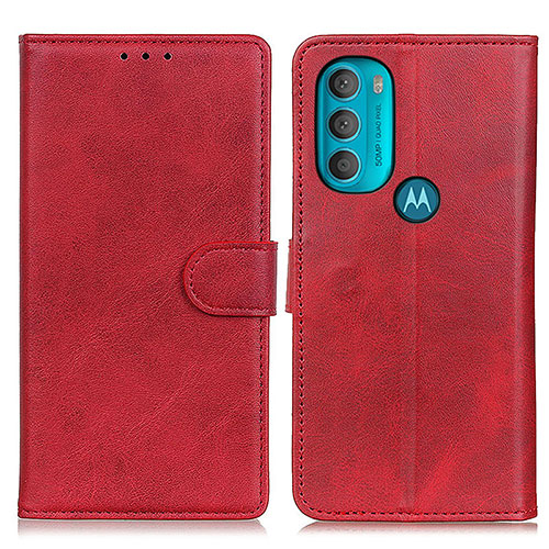 Leather Case Stands Flip Cover Holder A05D for Motorola Moto G71 5G Red