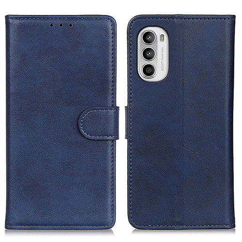 Leather Case Stands Flip Cover Holder A05D for Motorola Moto G71s 5G Blue