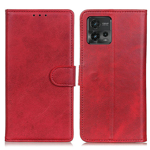 Leather Case Stands Flip Cover Holder A05D for Motorola Moto G72 Red