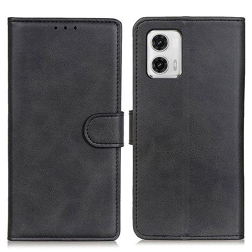 Leather Case Stands Flip Cover Holder A05D for Motorola Moto G73 5G Black